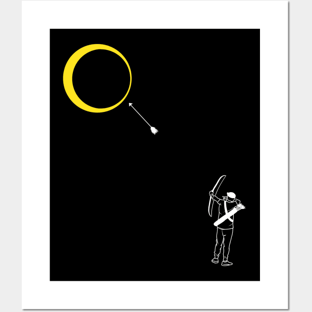 Total Solar Eclipse 2024 Archer Shooting Arrows at the Sun Wall Art by Julio Regis